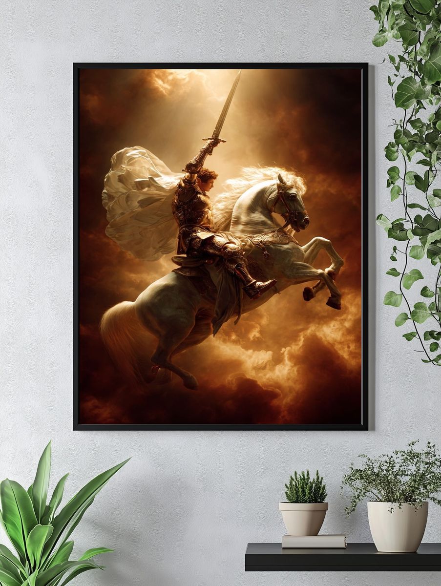 Heroic Knight on Horse — Fantasy Print. — room view 4