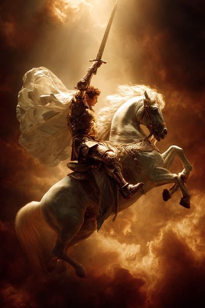 Heroic Knight on Horse — Fantasy Print. poster print