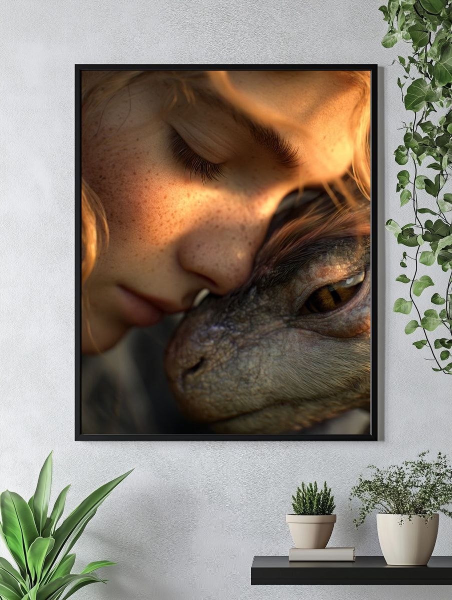 Girl and Dragon — Fantasy Art Print. — room view 4