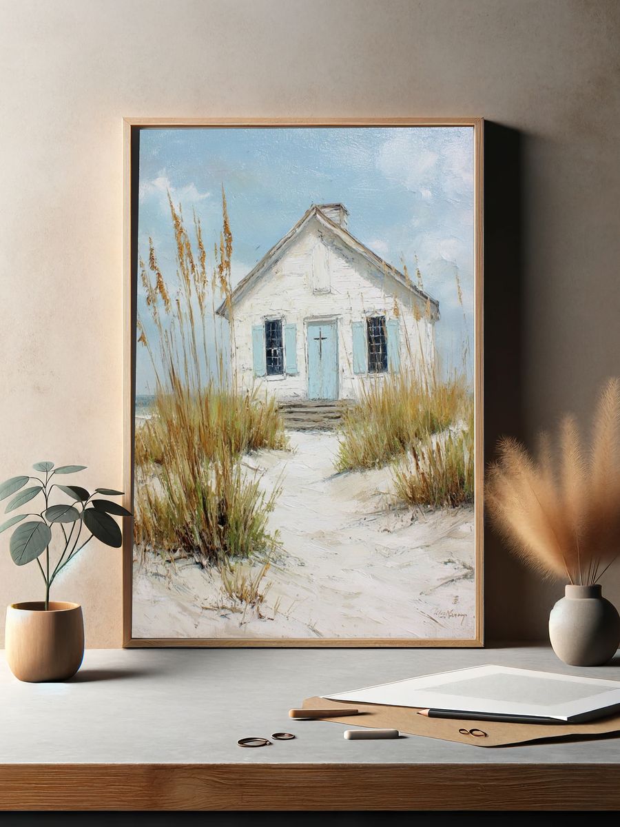 Beach Cottage Impressionist Poster. — room view 2