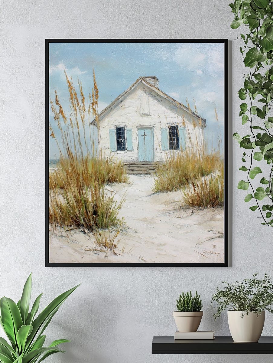 Beach Cottage Impressionist Poster. — room view 4
