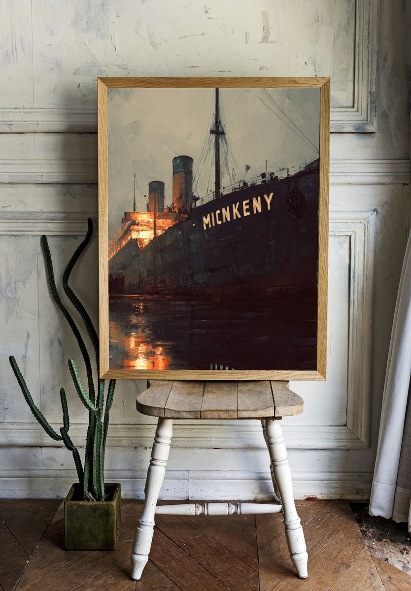Historic Ship at Dusk — Fine Art Print. — room view 1