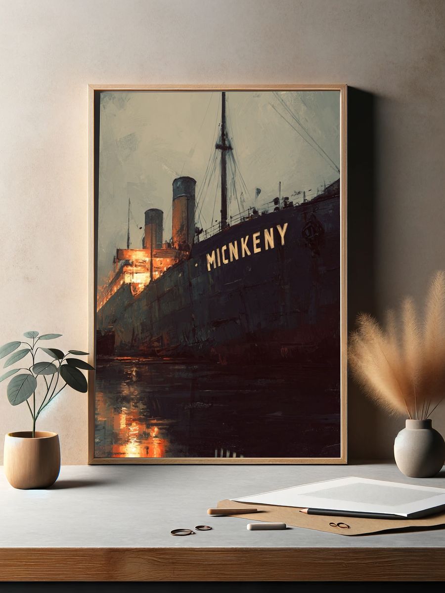Historic Ship at Dusk — Fine Art Print. — room view 2