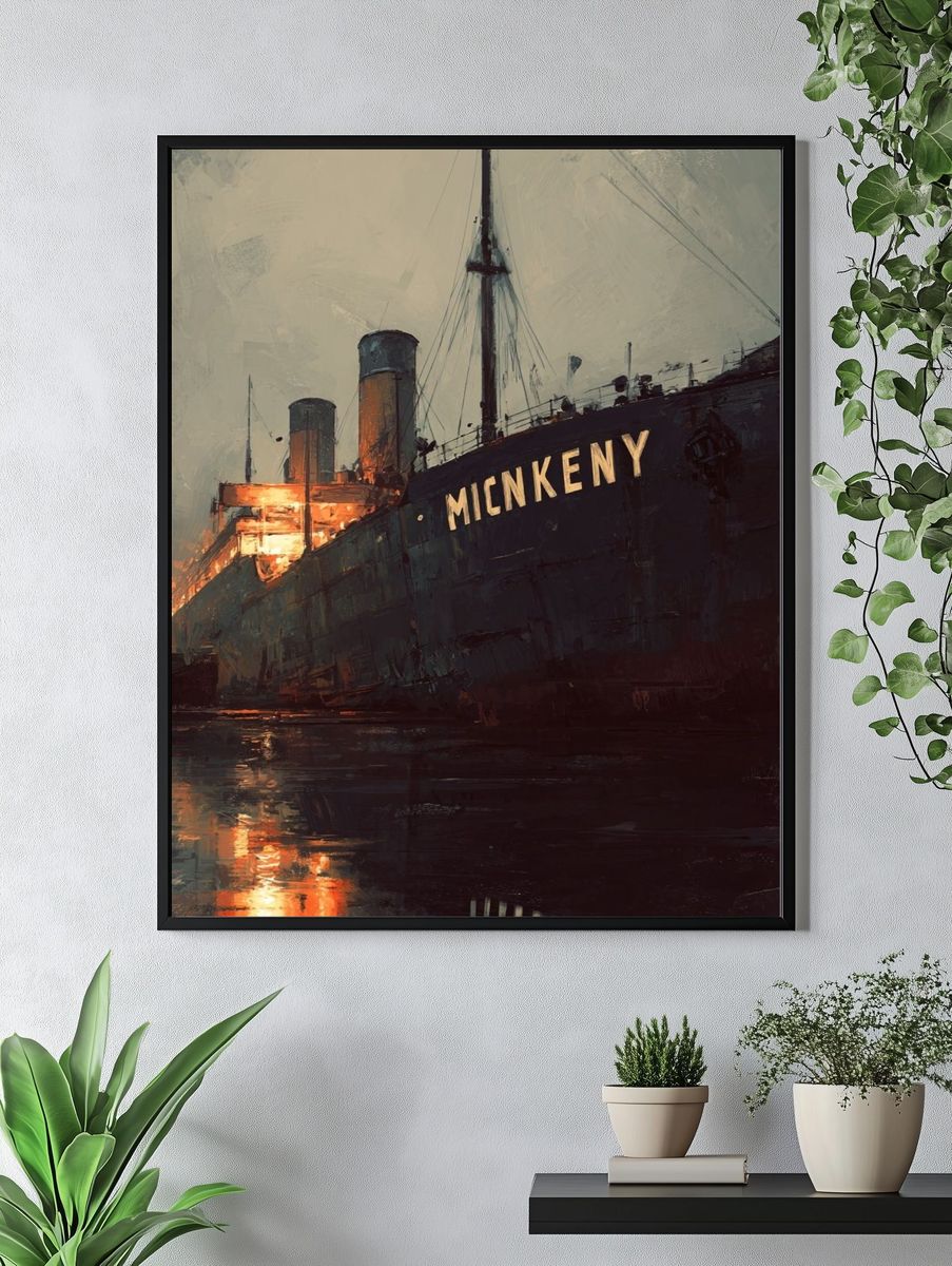 Historic Ship at Dusk — Fine Art Print. — room view 4