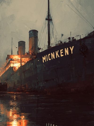 Historic Ship at Dusk — Fine Art Print. poster print