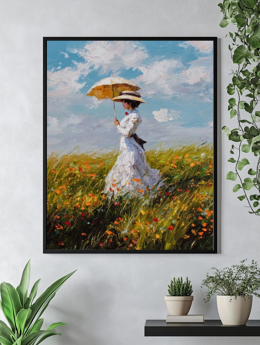 Lady with Umbrella — Impressionist Print. — room view 4