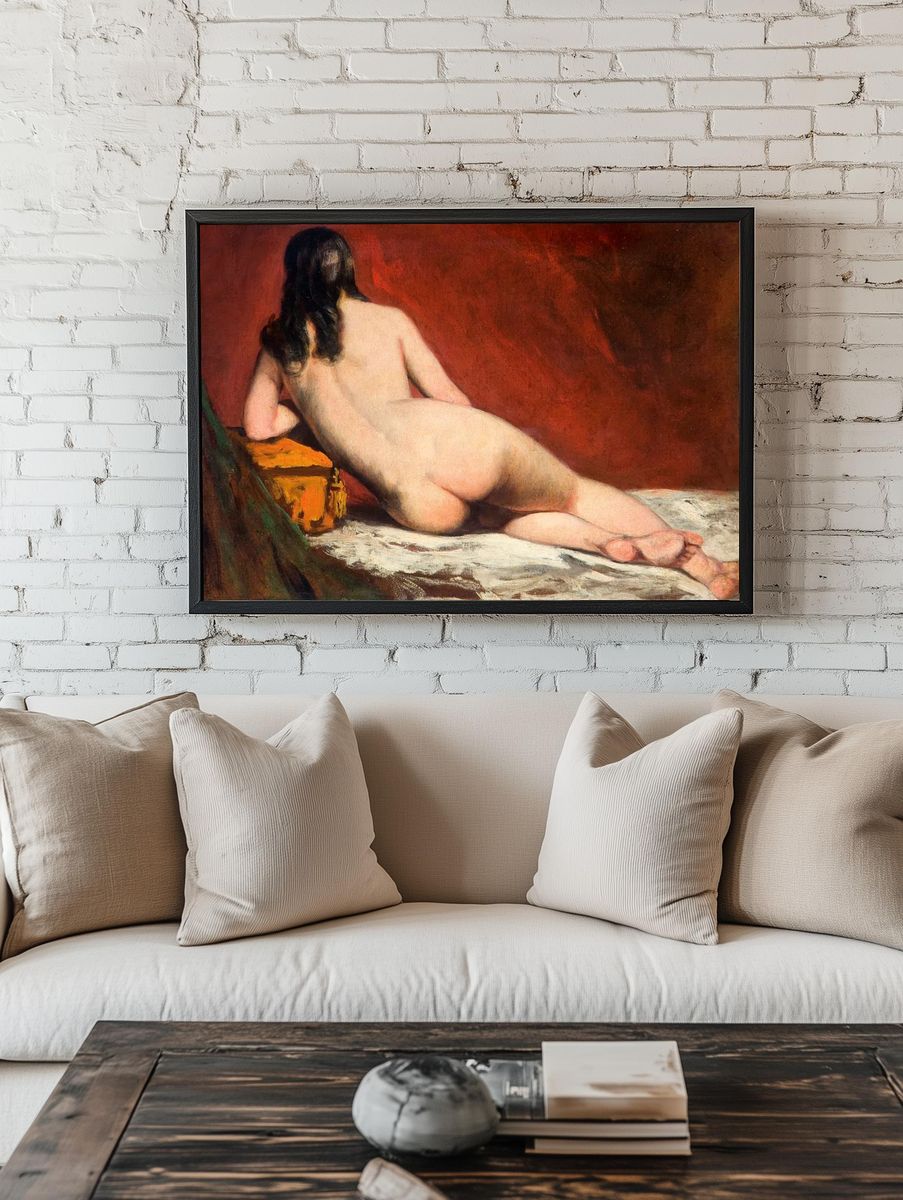 Reclining Nude Oil Painting Poster. — room view 1