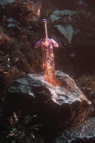 Mystical Sword in Forest — Fantasy Print. poster print