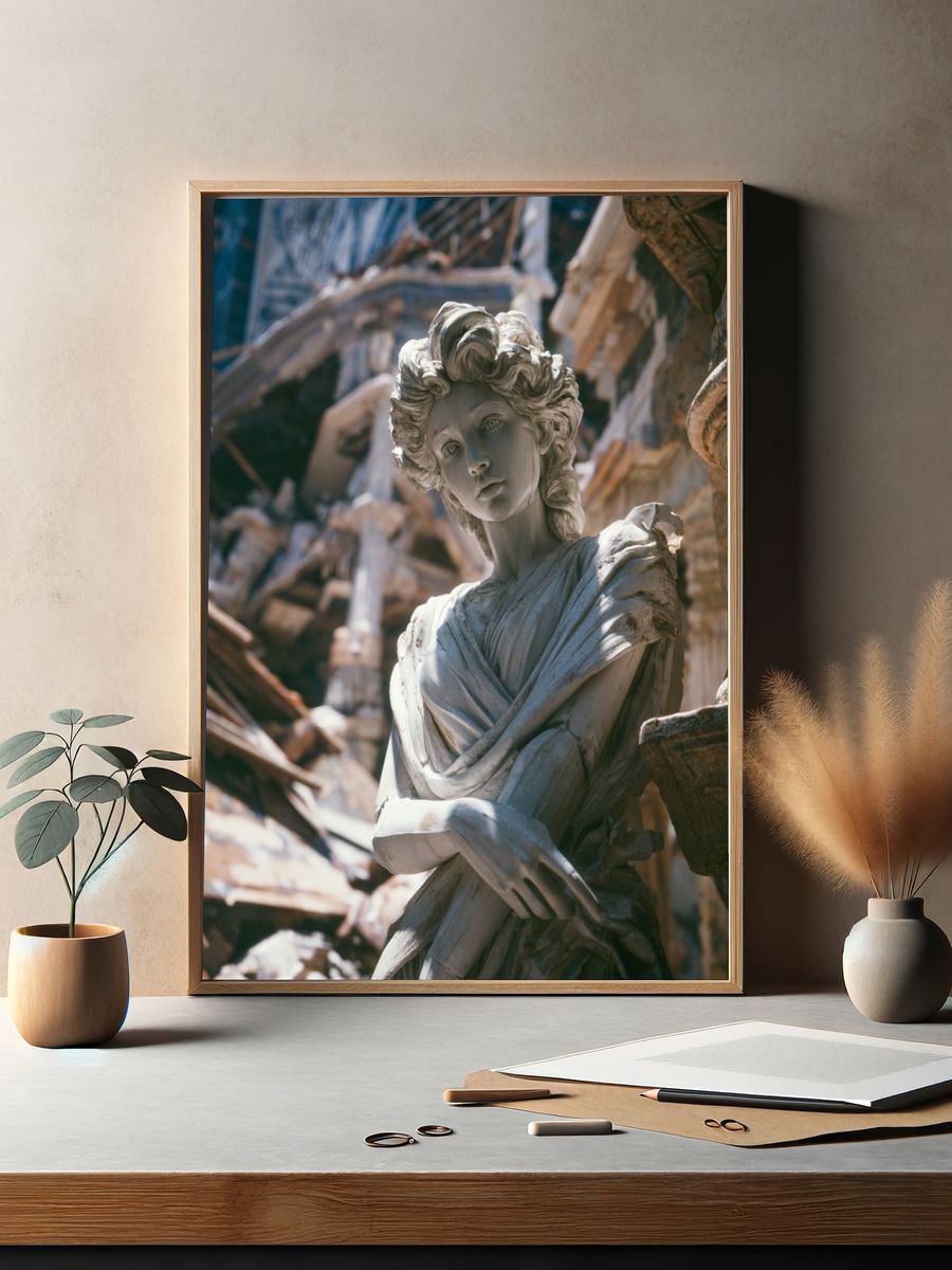 Classical Sculpture in Ruins — Fine Art Print. — room view 2