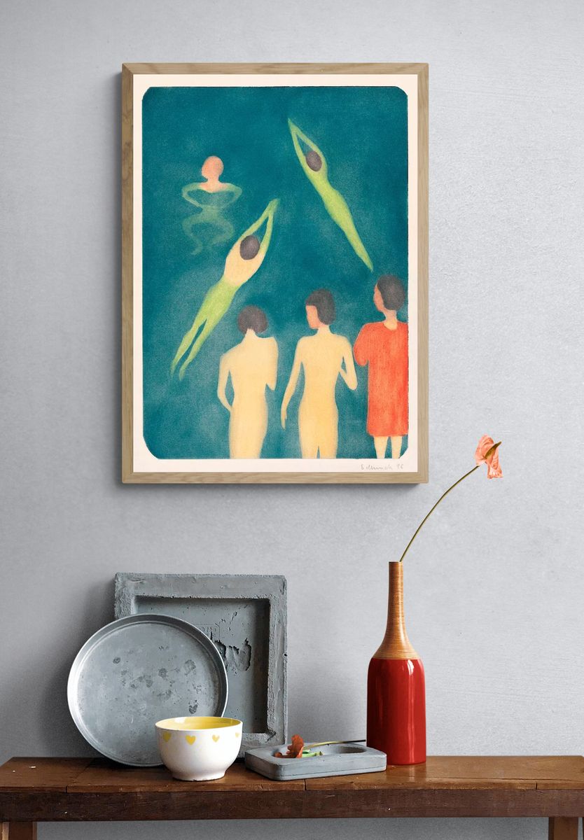 Swimming Figures — Fine Art Print. — room view 3
