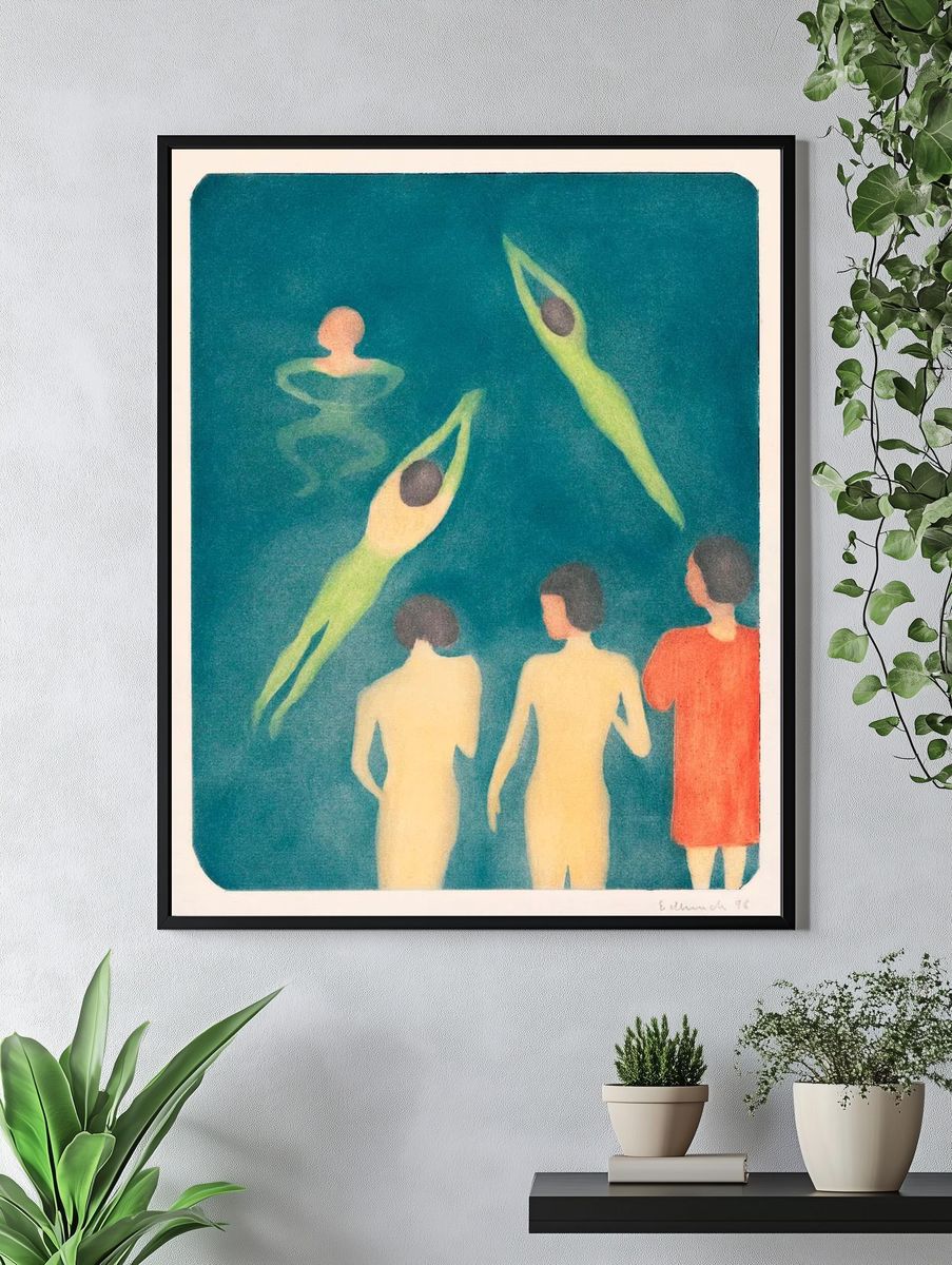 Swimming Figures — Fine Art Print. — room view 4