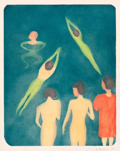 Swimming Figures — Fine Art Print. poster