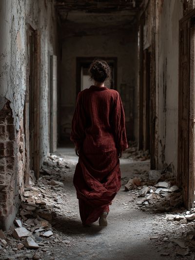 Woman in Abandoned Hallway — Fine Art Print. poster print