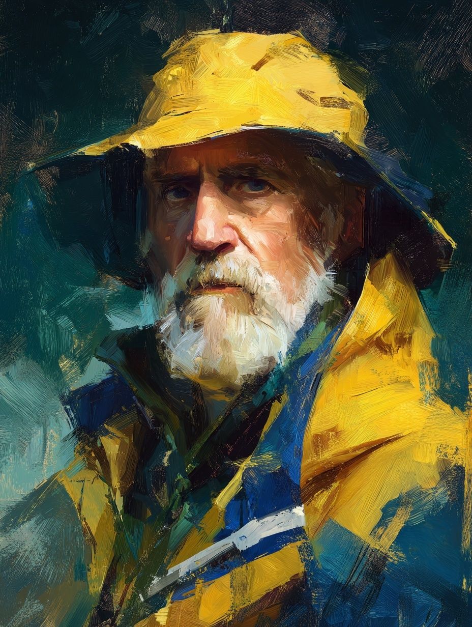 Fisherman Portrait Fine-Art Poster. poster detail