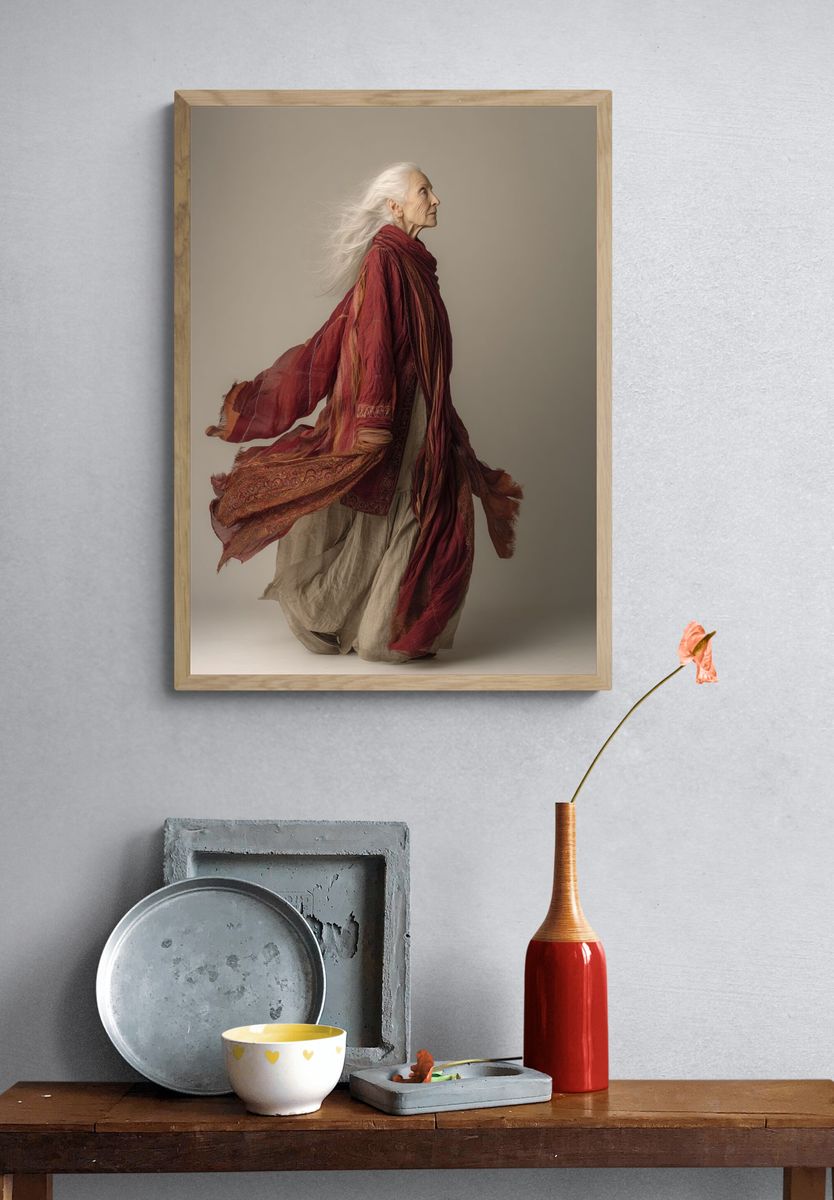 Graceful Elder Woman — Fine Art Print. — room view 3