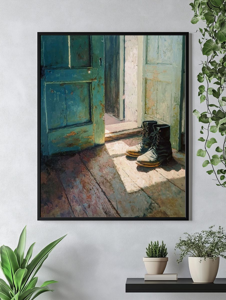 Boots at the Door — Fine Art Print. — room view 4