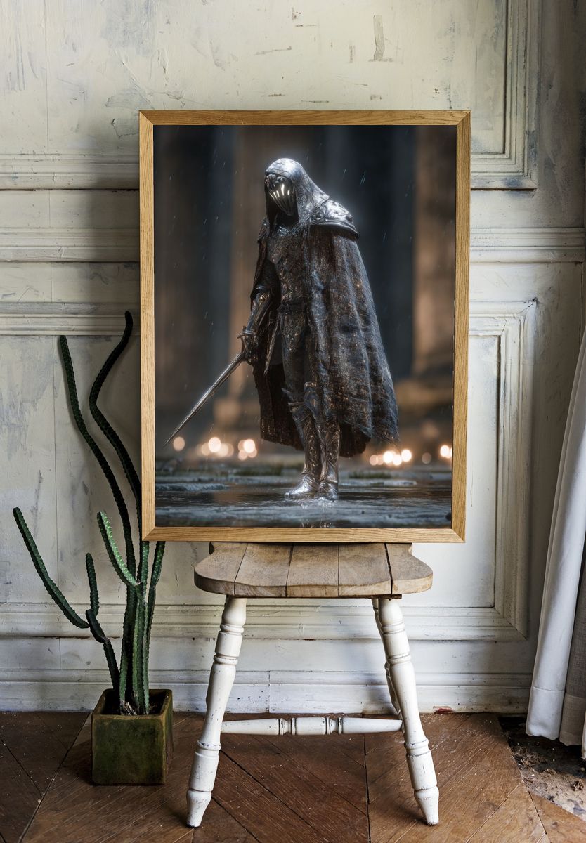 Mysterious Knight — Fantasy Art Print. — room view 1