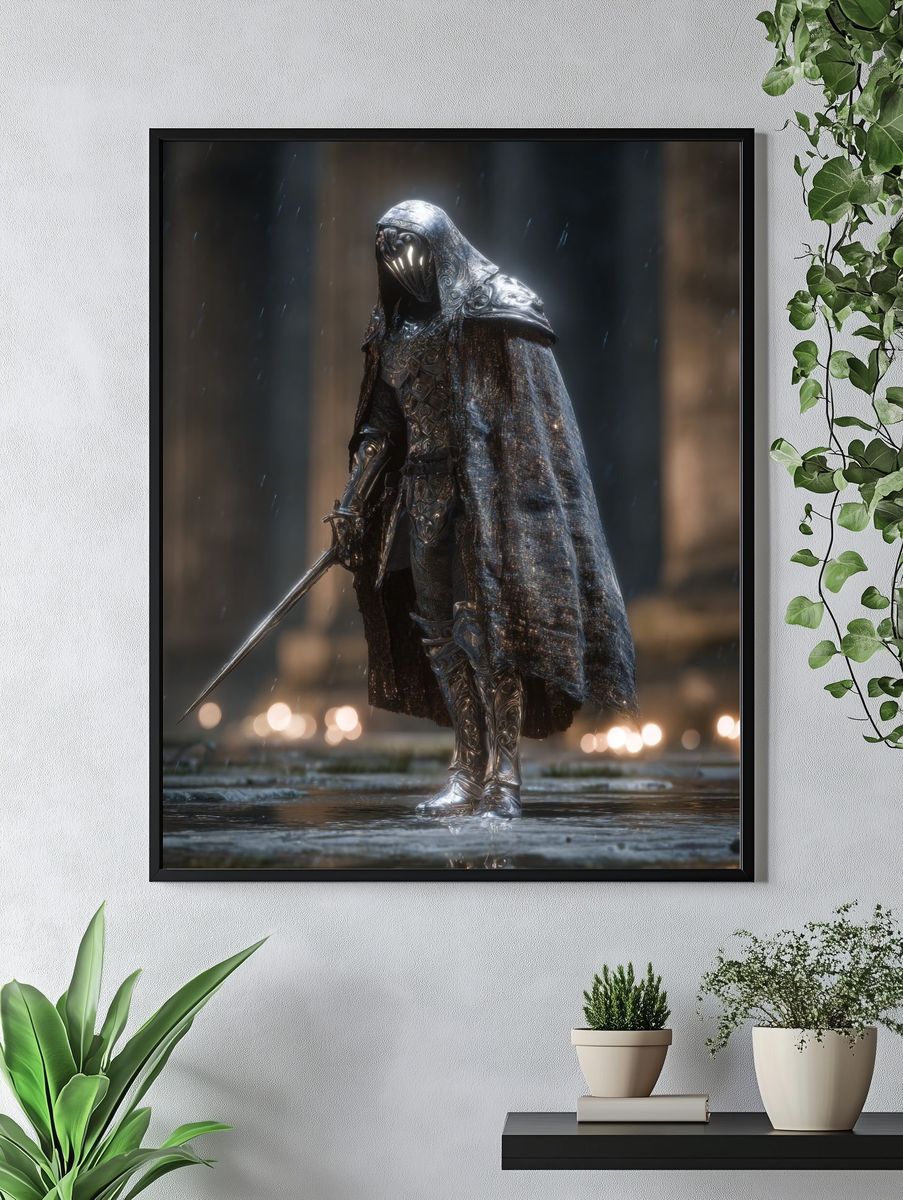 Mysterious Knight — Fantasy Art Print. — room view 4