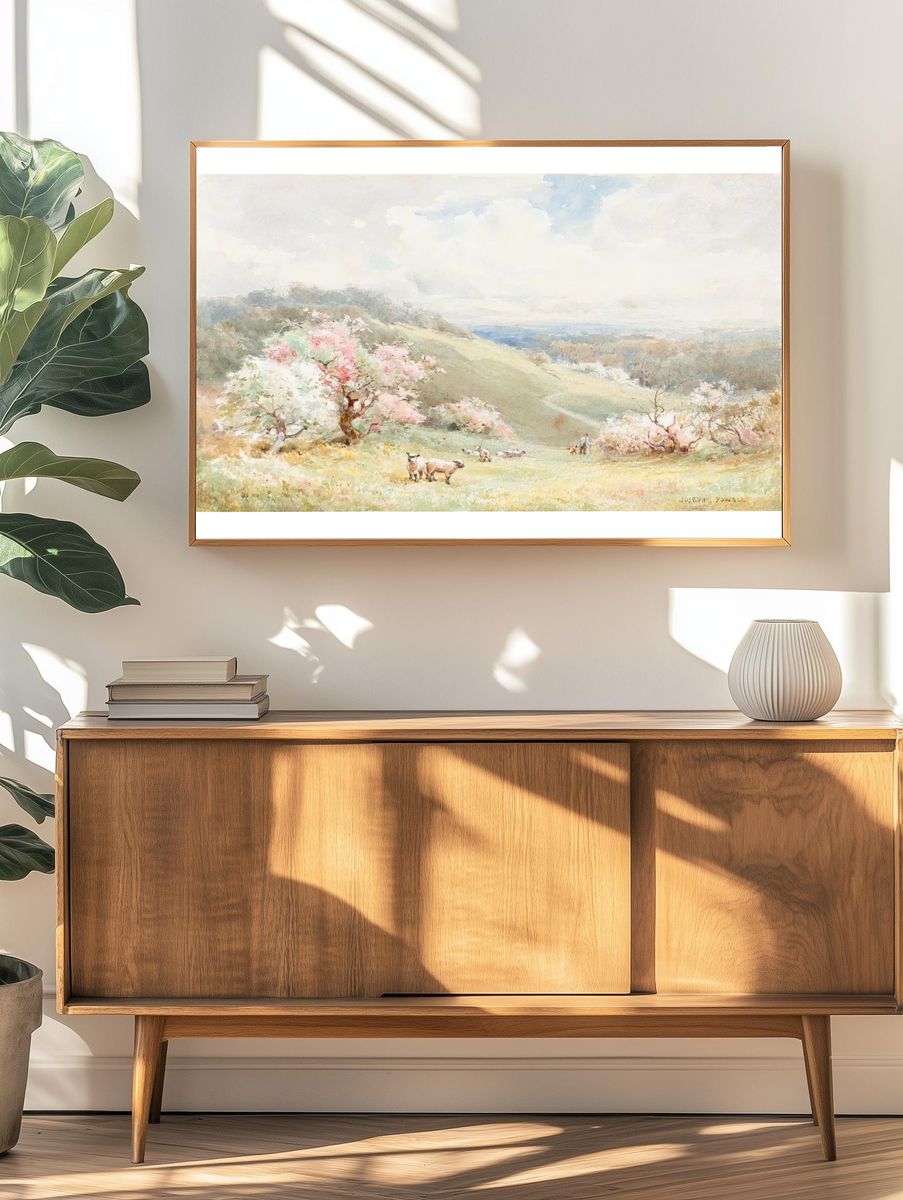Pastoral Landscape with Sheep — Fine Art Print. — room view 3