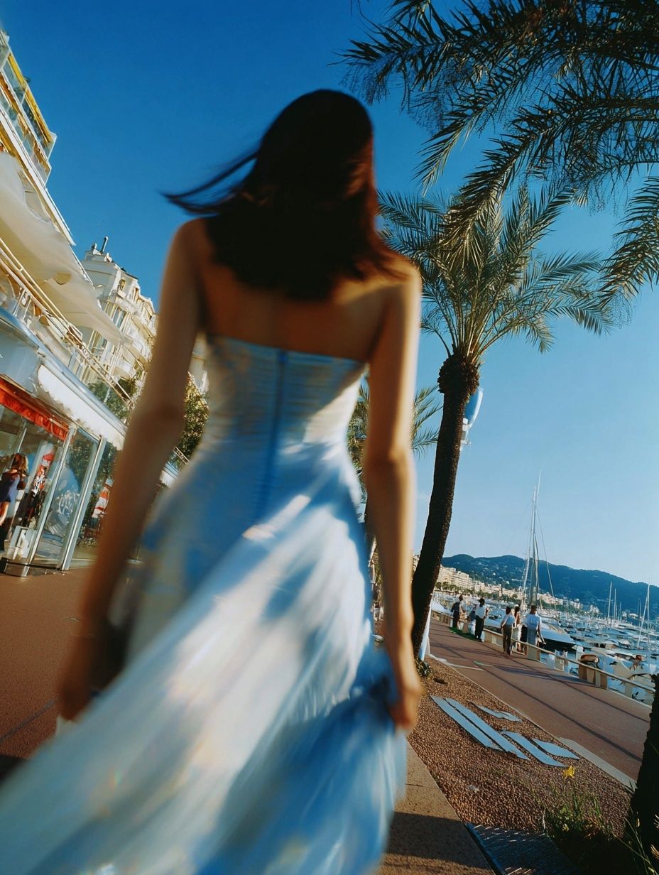 Elegant Woman in Blue Dress — Fashion Photography Poster. poster — photography art