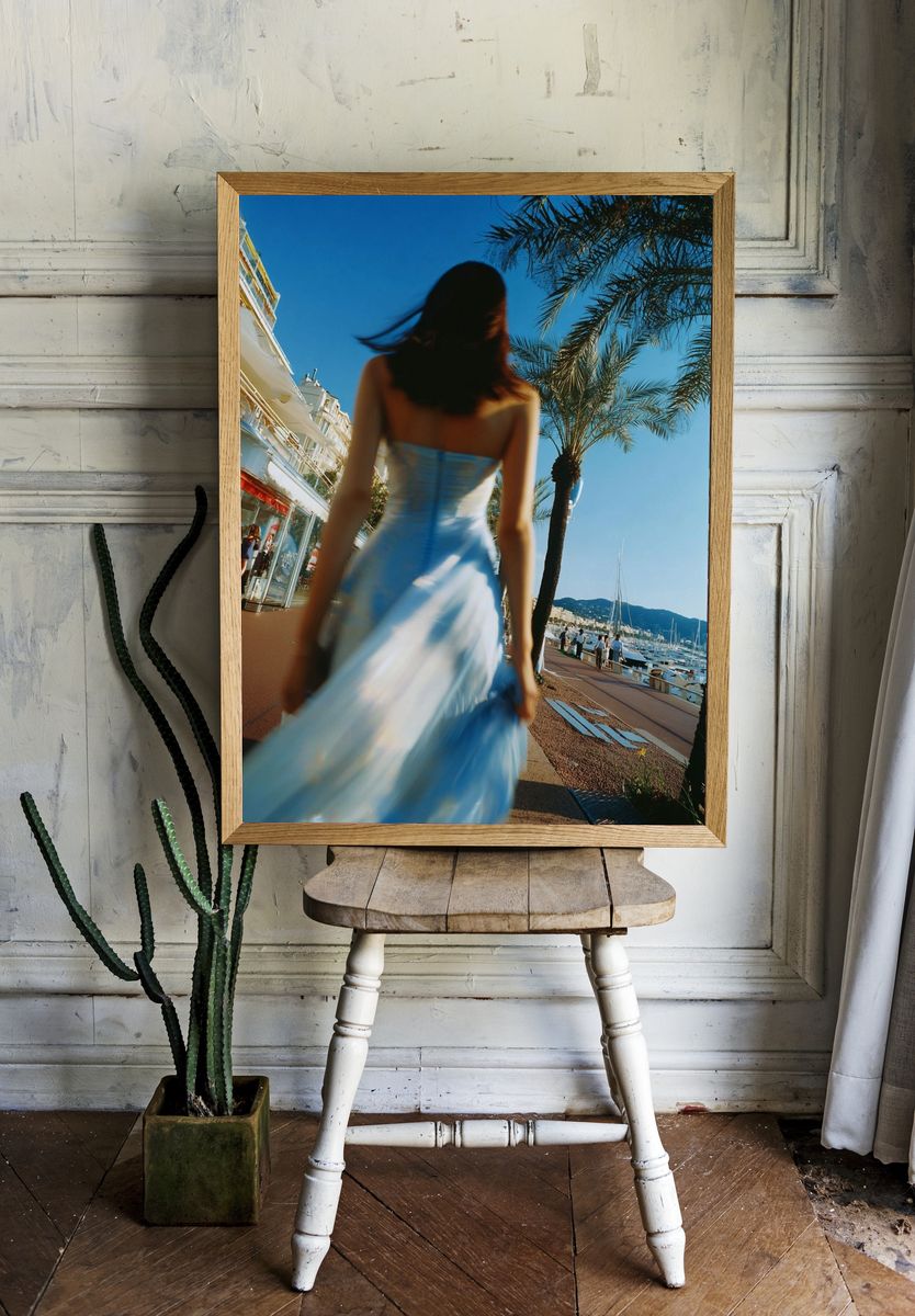 Elegant Woman in Blue Dress — Fashion Photography Poster. — room view 1
