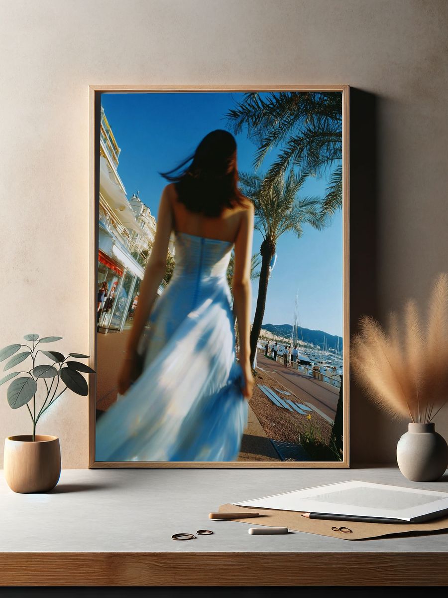 Elegant Woman in Blue Dress — Fashion Photography Poster. — room view 2
