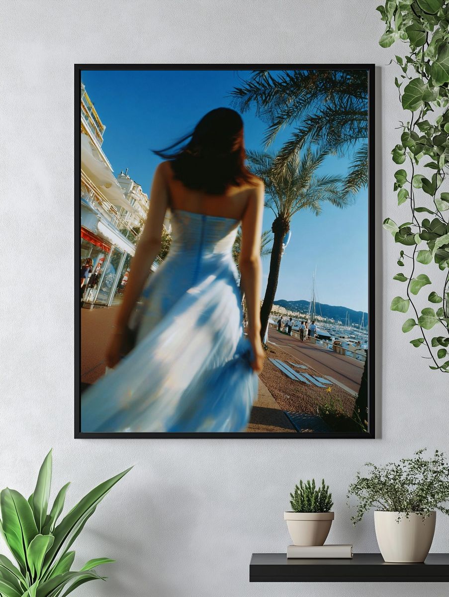 Elegant Woman in Blue Dress — Fashion Photography Poster. — room view 4