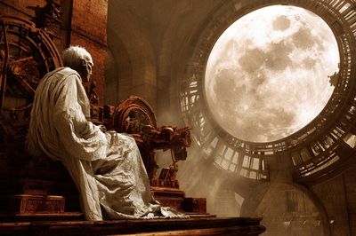 Moonlit Throne Surrealism Poster. poster print