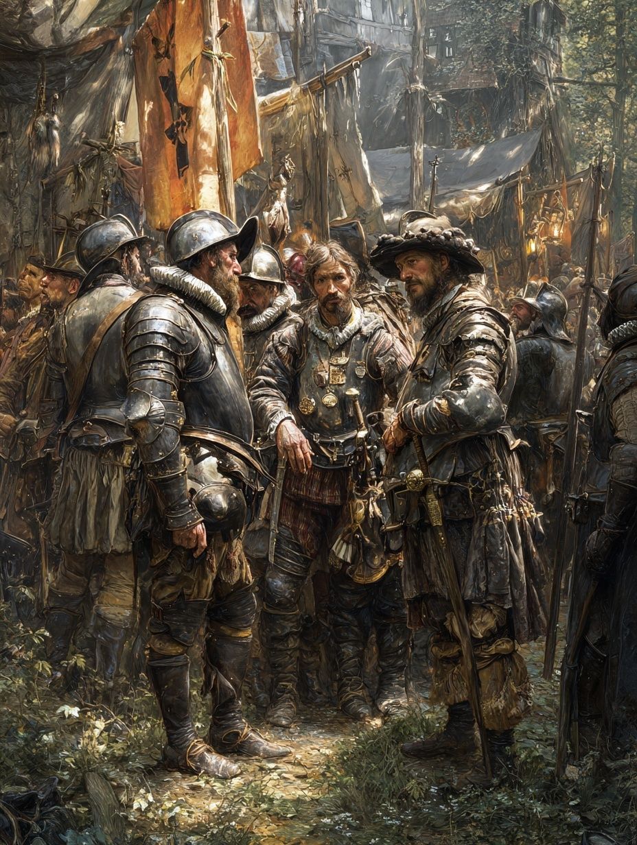 Medieval Soldiers Gathering — Fine-Art Print. poster detail