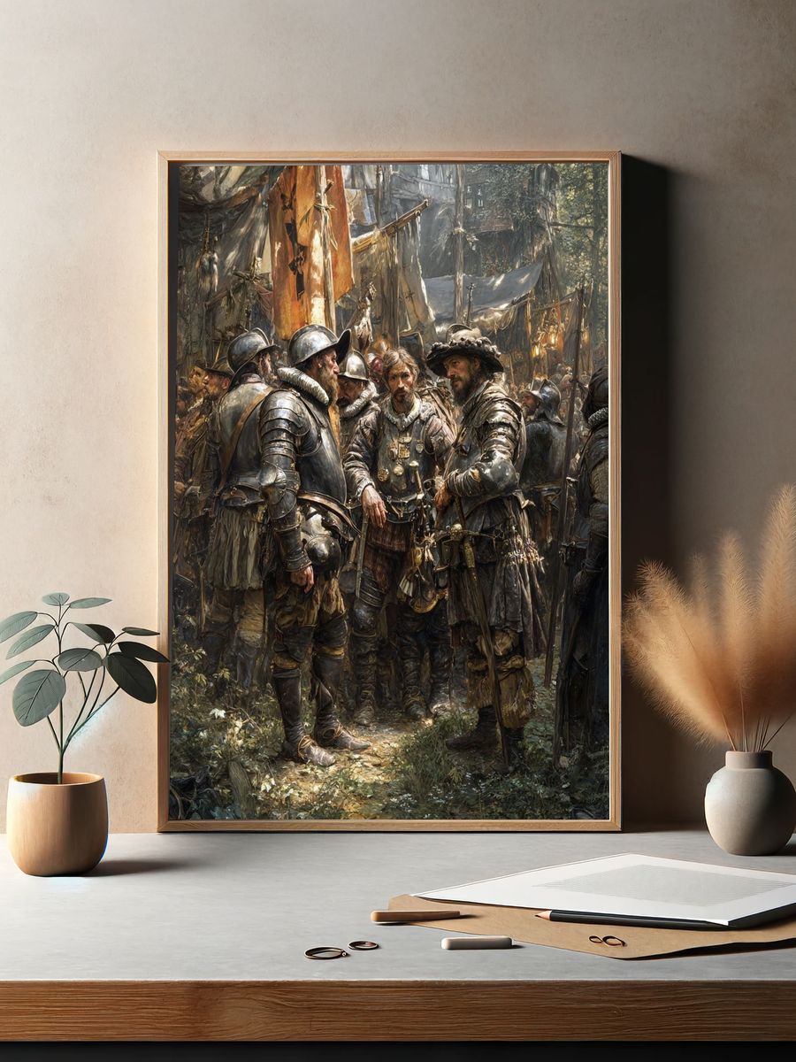 Medieval Soldiers Gathering — Fine-Art Print. — room view 2