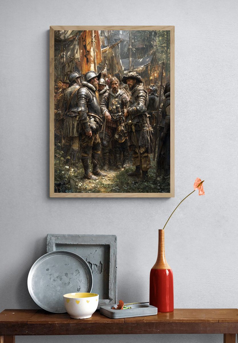 Medieval Soldiers Gathering — Fine-Art Print. — room view 3