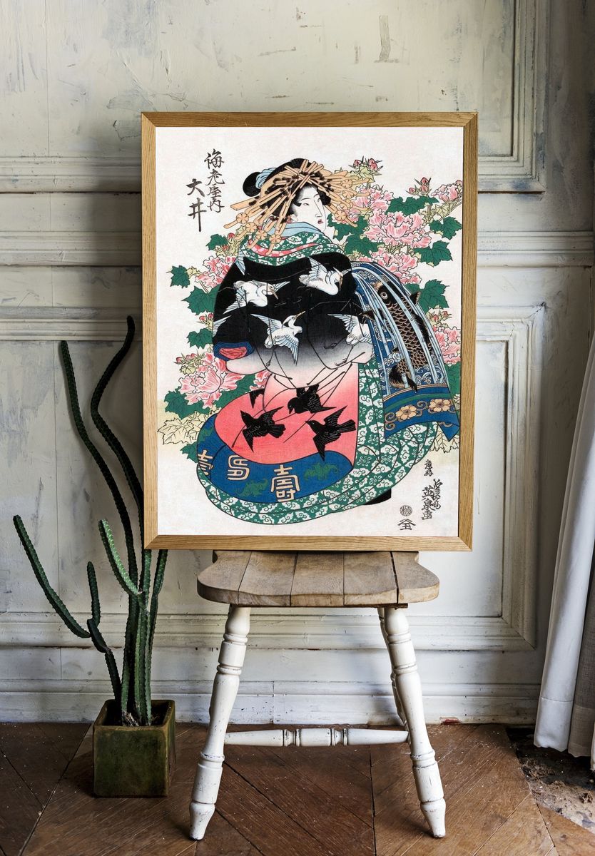 Utagawa Kunisada Geisha Floral Print room preview