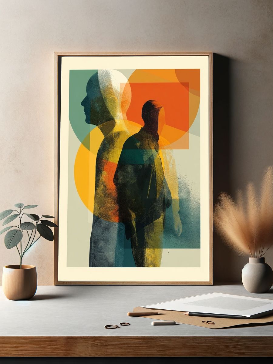 Abstract Human Silhouettes Poster. — room view 2