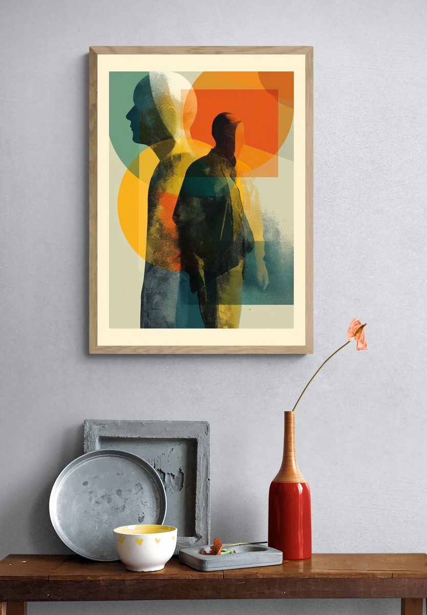 Abstract Human Silhouettes Poster. — room view 3