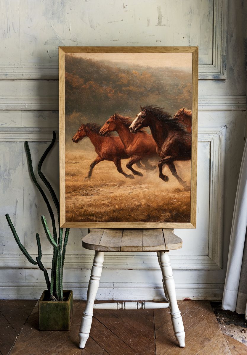 Running Horses Contemporary Print. — room view 1
