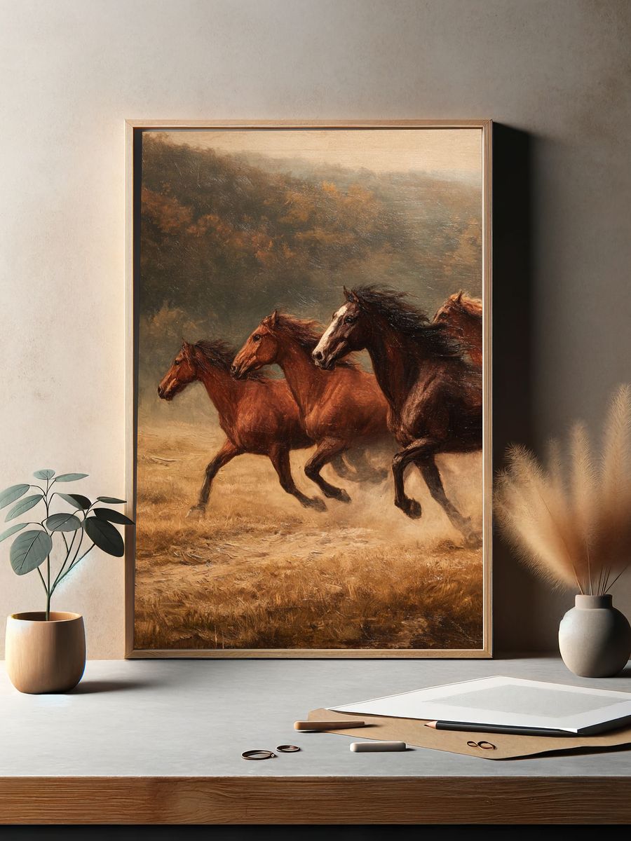 Running Horses Contemporary Print. — room view 2