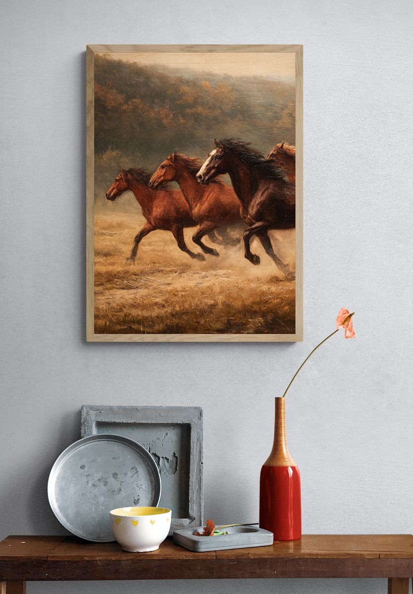Running Horses Contemporary Print. — room view 3