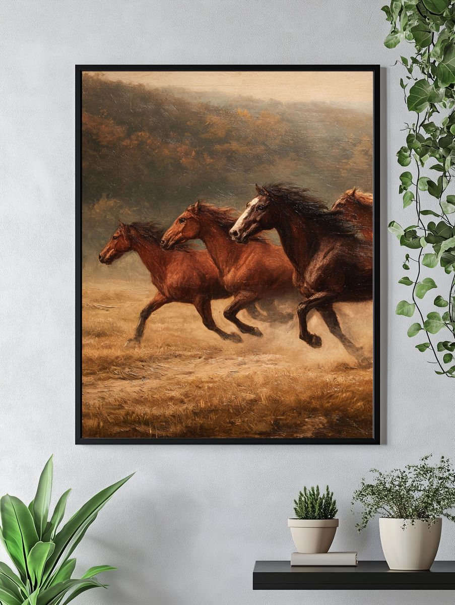 Running Horses Contemporary Print. — room view 4