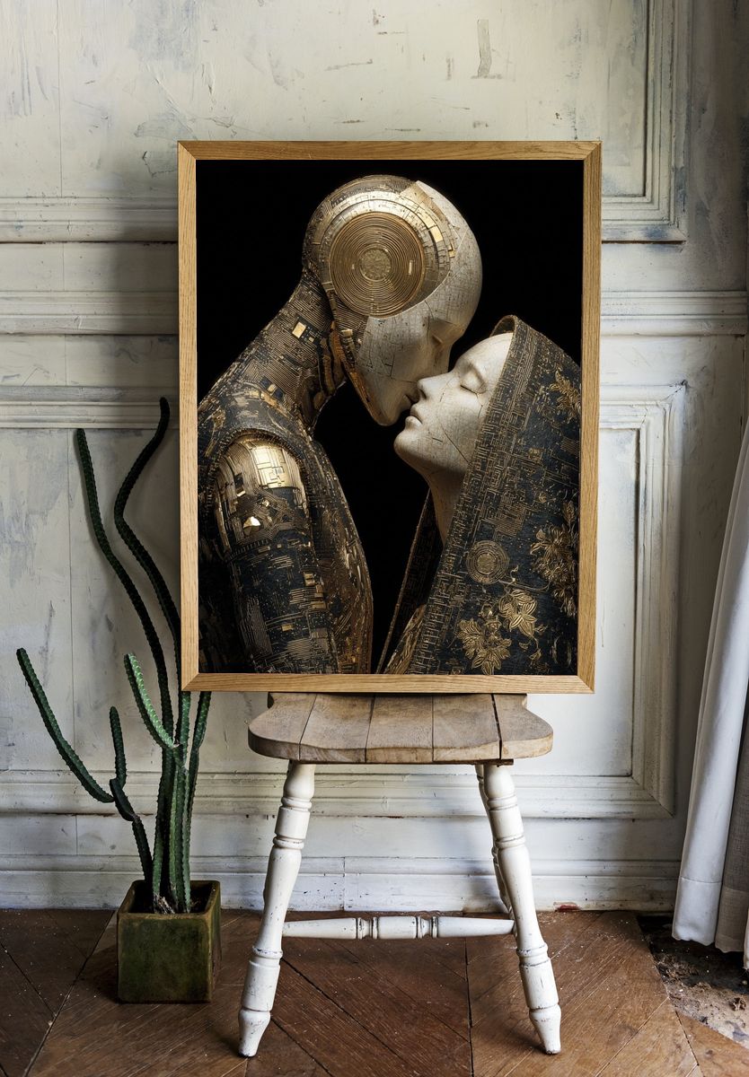 Golden Cyber Lovers Fine-Art Poster. — room view 1