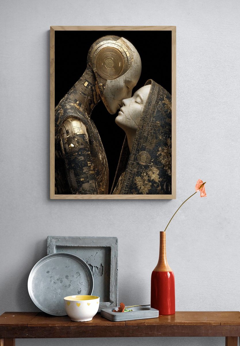 Golden Cyber Lovers Fine-Art Poster. — room view 3