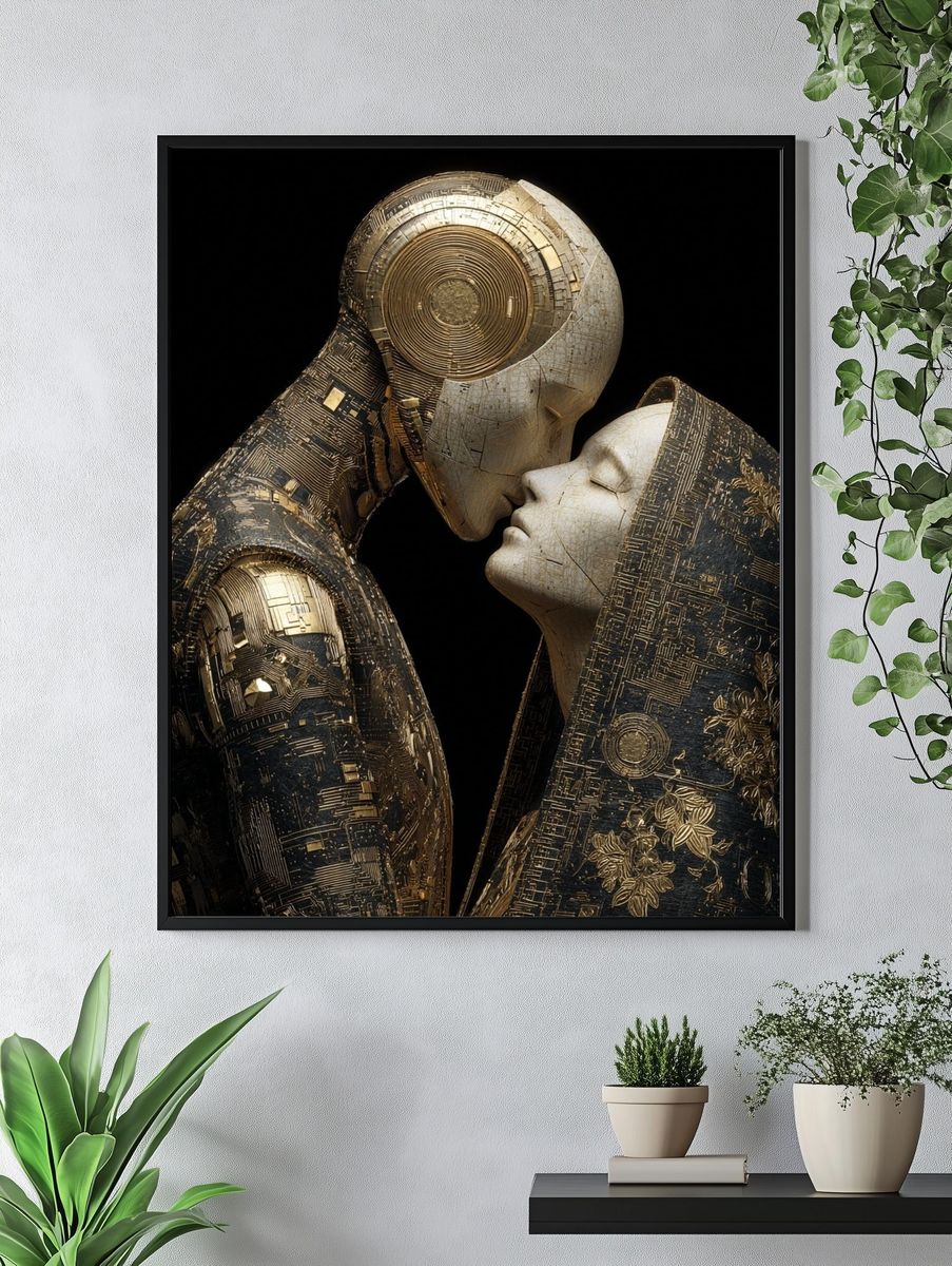 Golden Cyber Lovers Fine-Art Poster. — room view 4