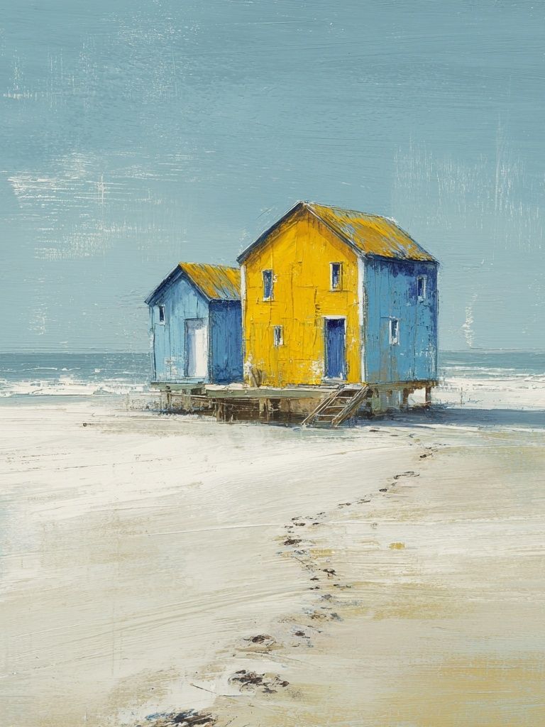 Seaside Houses Contemporary Print. poster detail