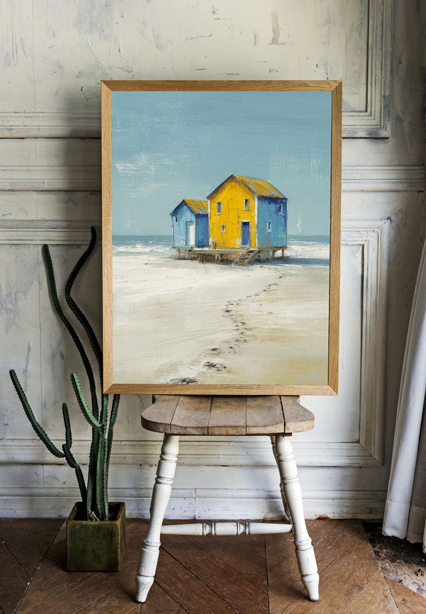 Seaside Houses Contemporary Print. — room view 1