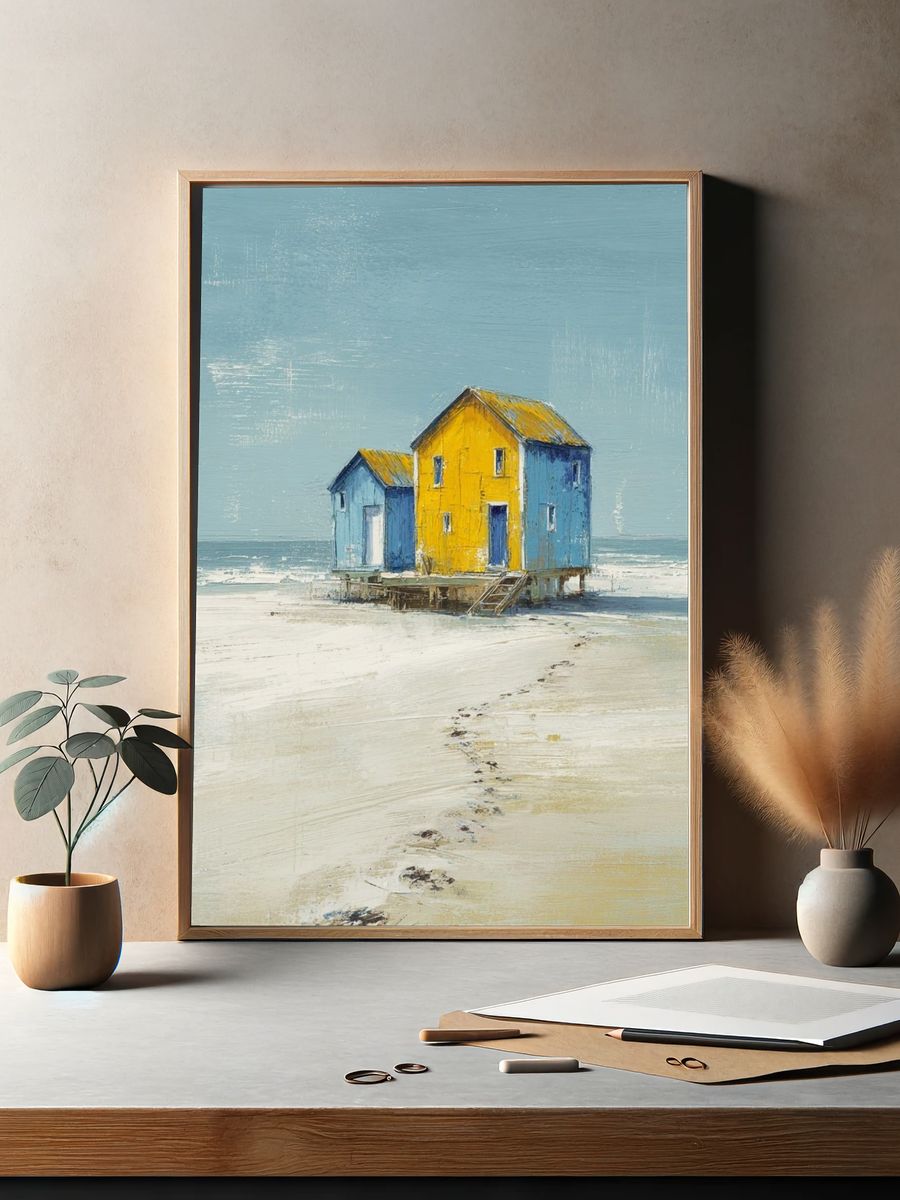 Seaside Houses Contemporary Print. — room view 2