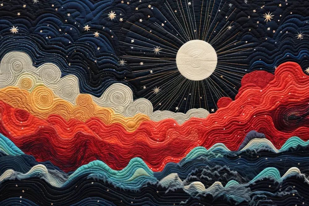 Celestial Quilted Landscape Poster. poster detail