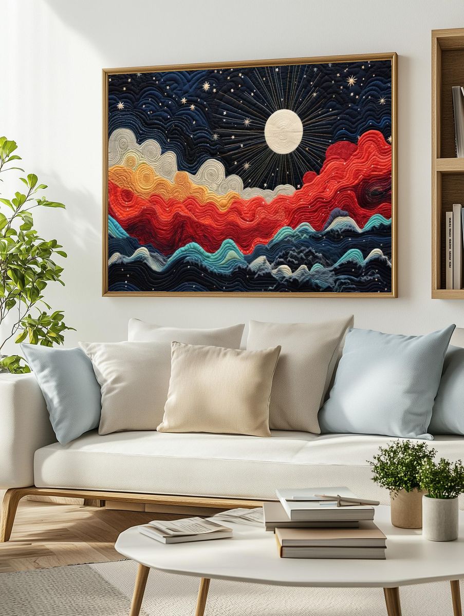 Celestial Quilted Landscape Poster. — room view 2