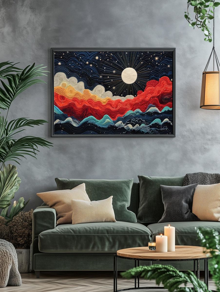 Celestial Quilted Landscape Poster. — room view 4