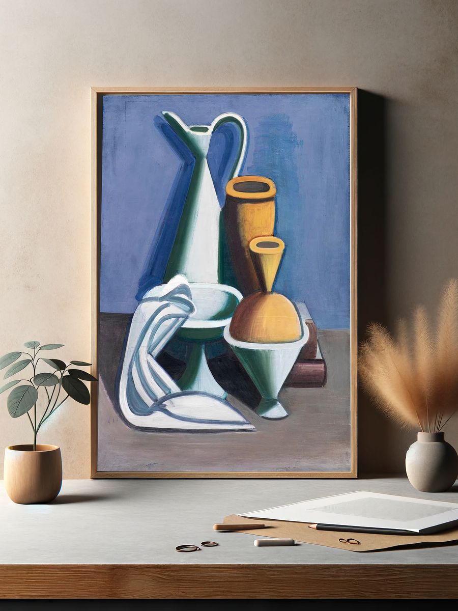 Vintage Watering Can and Jars Arrangement — Art Print. — room view 2