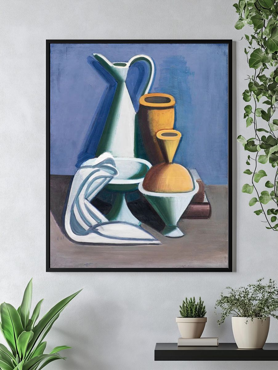 Vintage Watering Can and Jars Arrangement — Art Print. — room view 4