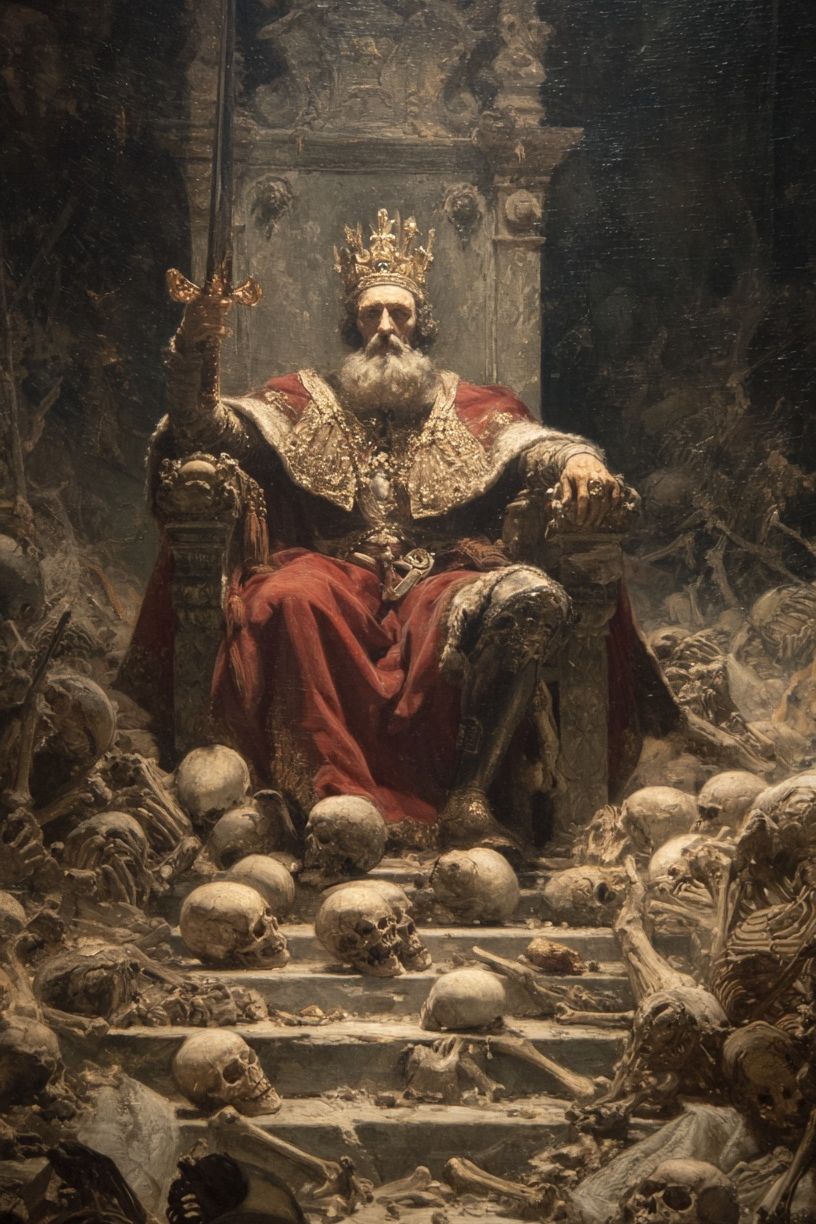Skeleton Throne Dark Fantasy Print. poster — fine-art art
